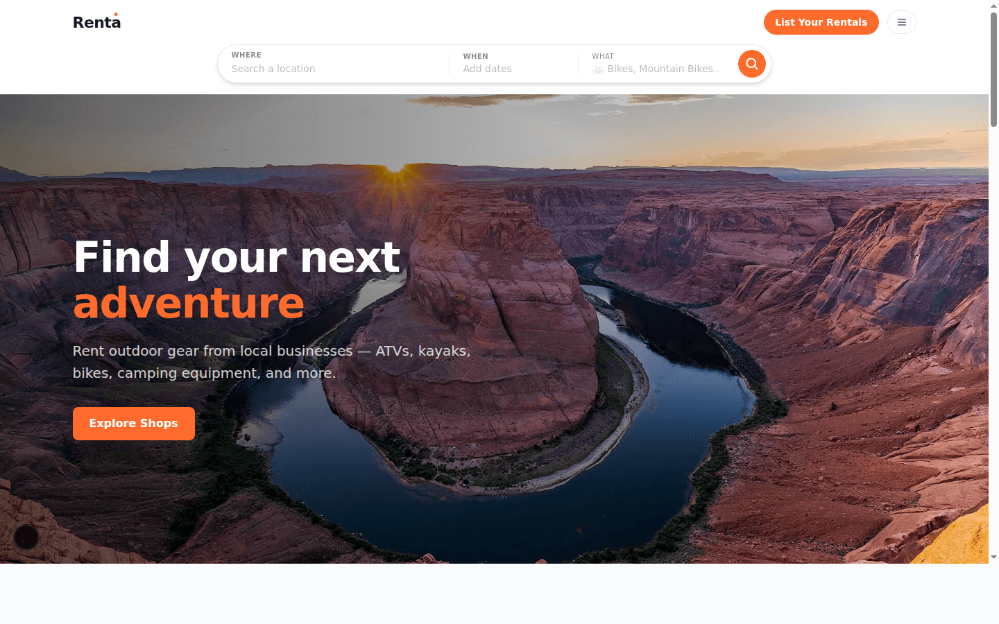 Renta marketplace — find and book outdoor gear rentals